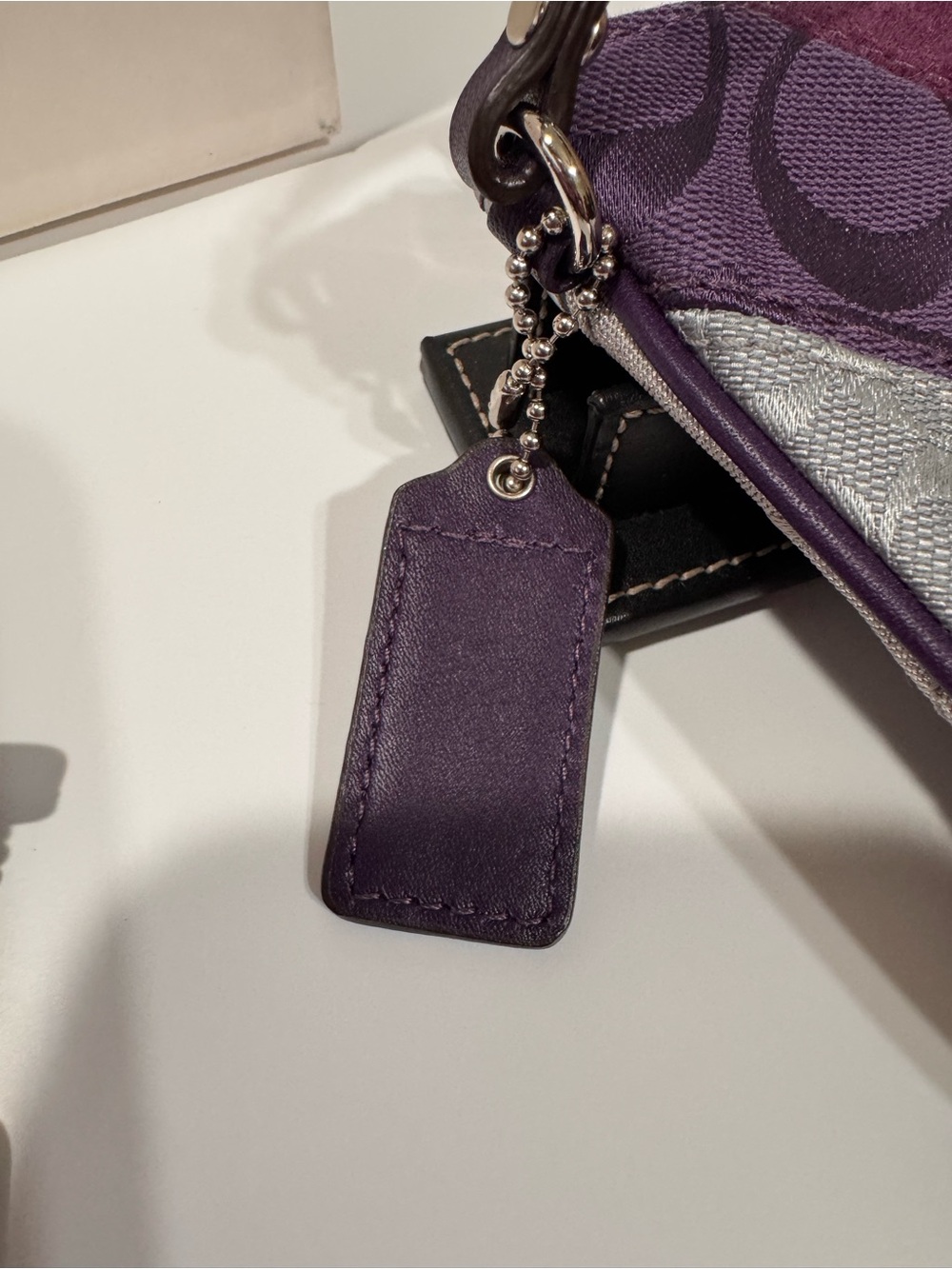 Coach Purple Suede & Metallic Patchwork Wristlet Duo - Picture 4 of 16